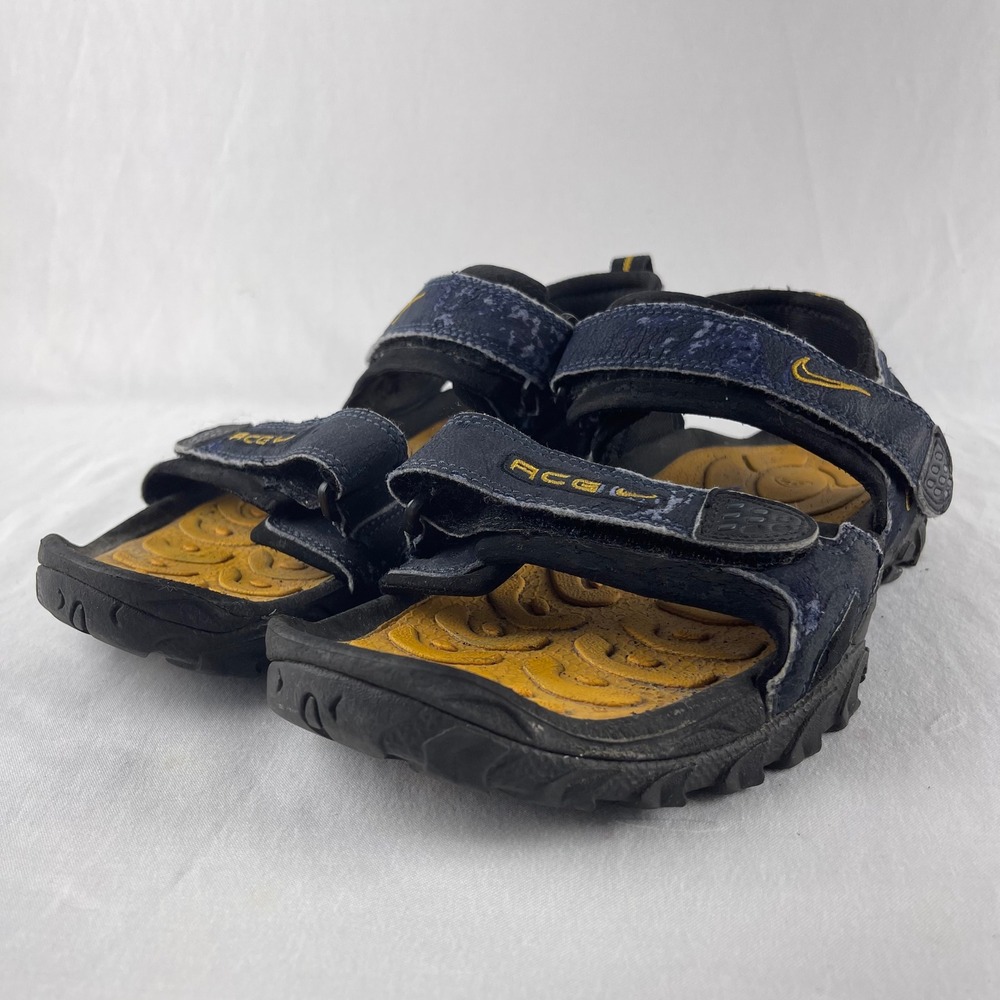 Nike ACG Deschutz Men 8 Navy Yellow Rugged Trail Hiking Sandals 305375-401 2001